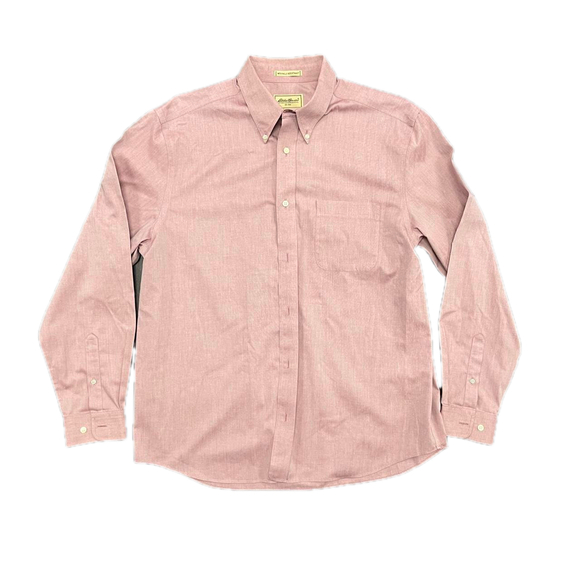 Vintage Eddie Bauer Pink Button Up Shirt Large Cotton Preppy Workwear - Picture 1 of 8